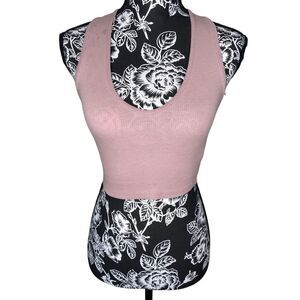 Zara Mauve Ribbed Racerback Cropped Tank Top Sleeveless Stretch Casual Small